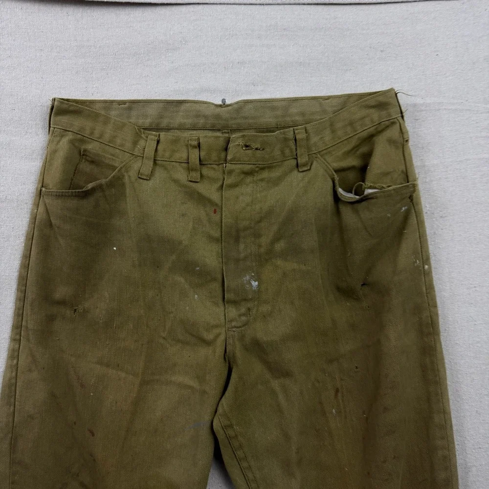 Wrangler‎ Work Pants Mens 38x36 Tan Vintage Distressed Paint Splatter USA Made